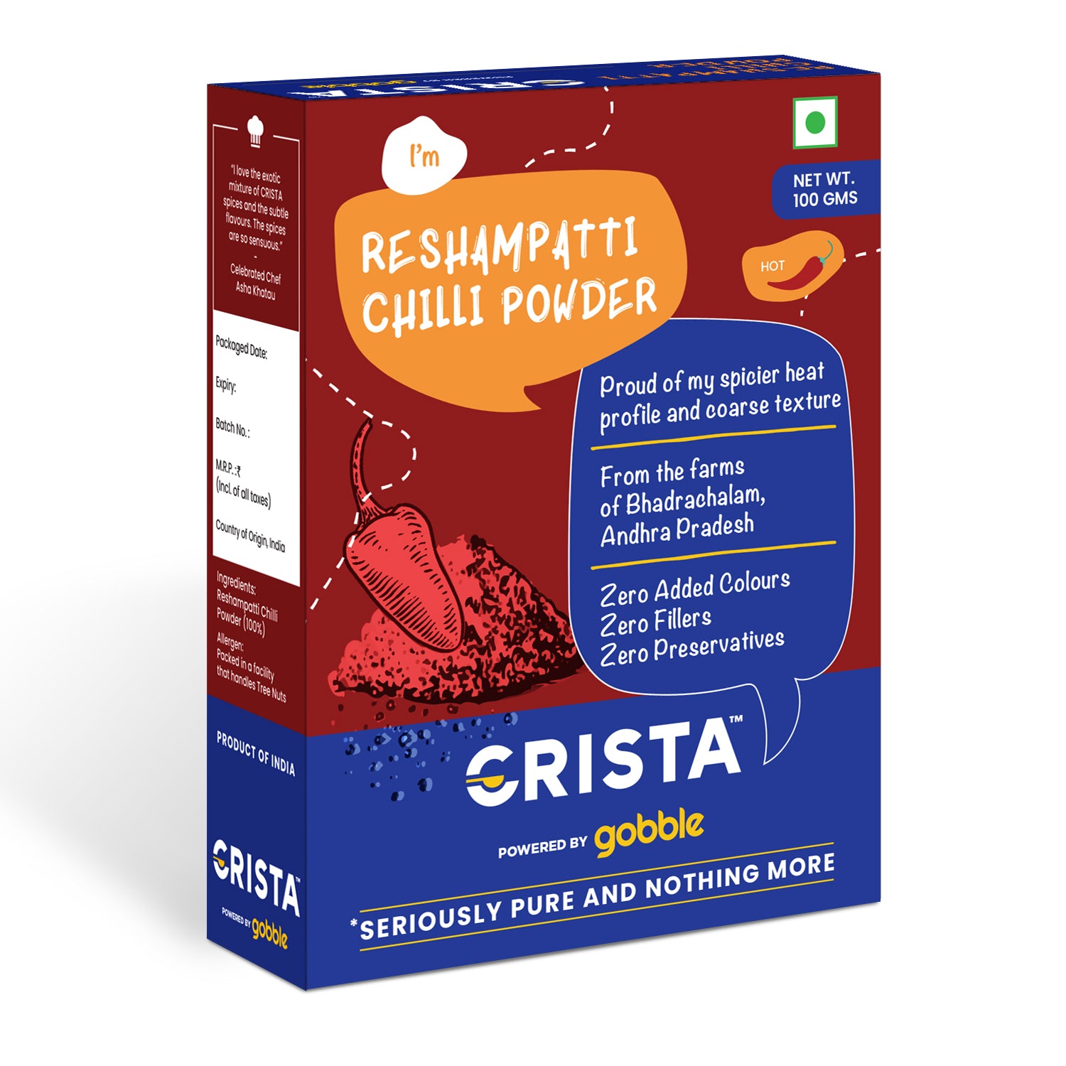 Buy Reshampatti Chilli Powder 100 gms Online Crista Spices