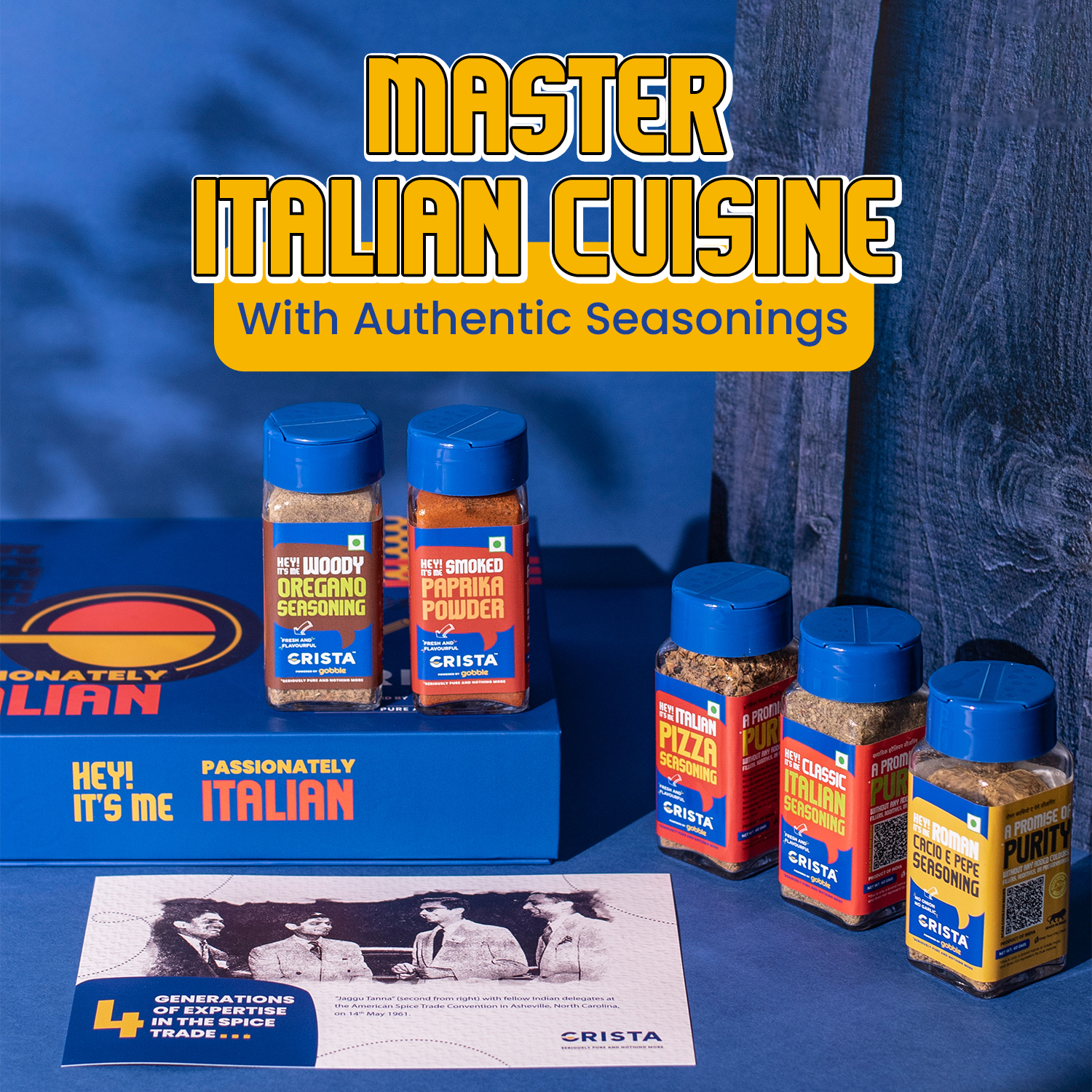 CRISTA Passionately Italian Seasonings Gift Box| Box of 5| Festive Gift| Pure Spice Gifting: 215 gms